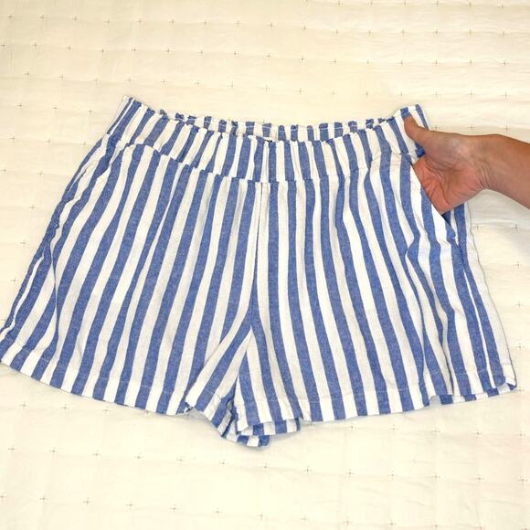 Sonoma Linen Shorts Women's L | Blue & White Striped | Lightweight Comfort | EUC - Picture 2 of 10